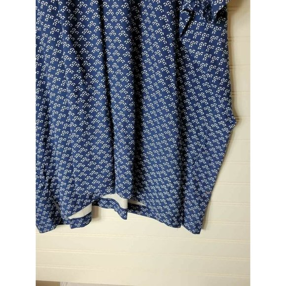 Women Within Blue With White Geometric Pattern Blouse - Picture 5 of 6